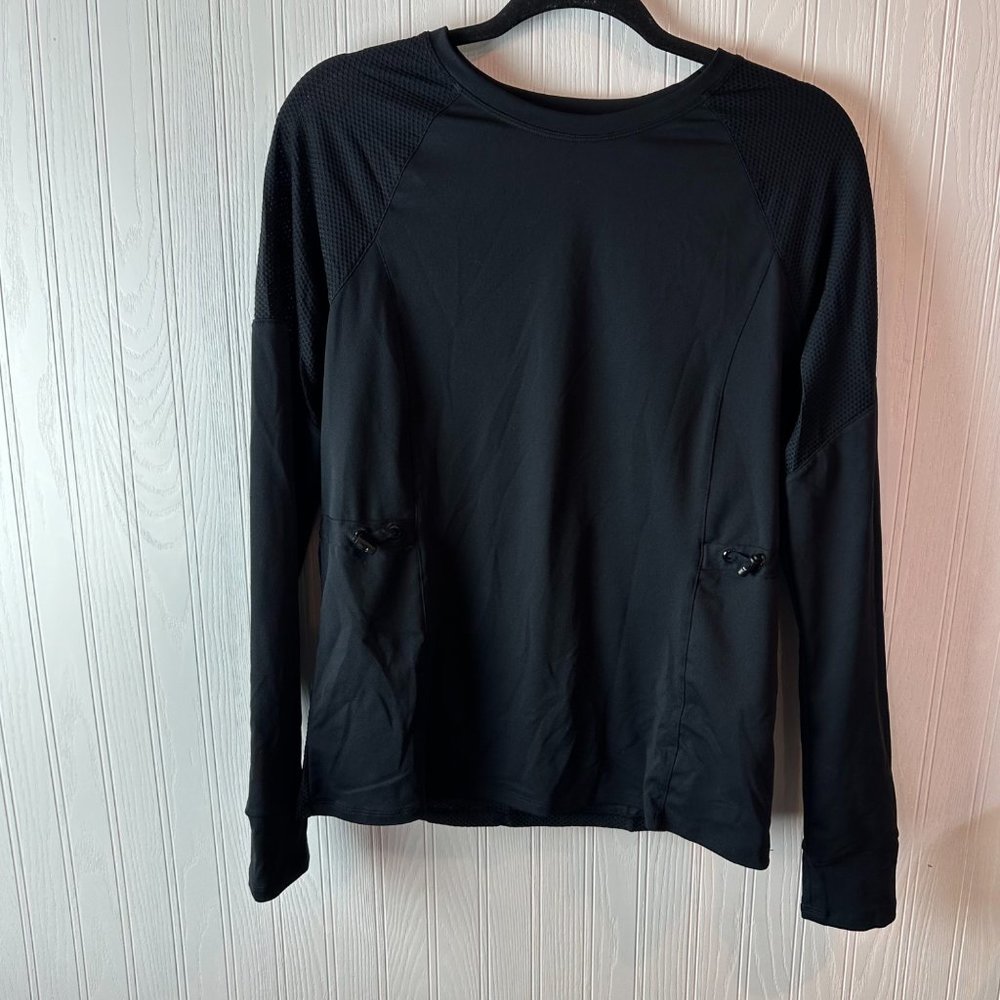 FABLETICS Lana BLACK LONG SLEEVED TOP Mesh‎ Athletic Shirt SIZE Medium